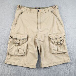 Vintage Bugle Boy Shorts Men's 38 Tan Baggy Skater Wide Leg 90s Retro Relaxed